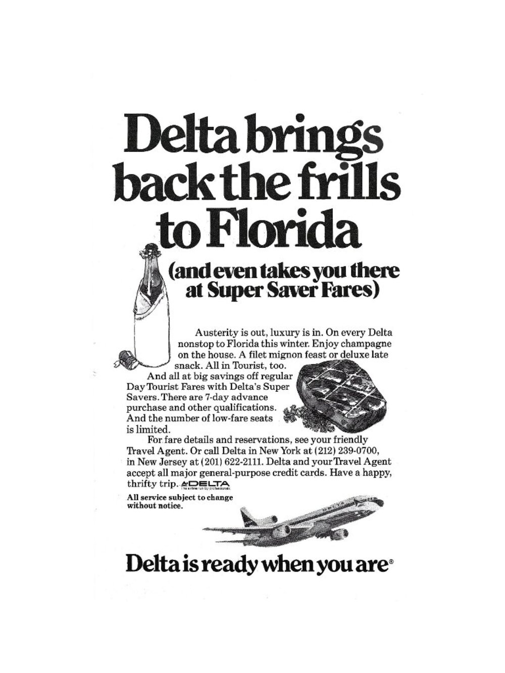Print Ad Delta Brings Back Frills Florida Nonstop Flights Super Saver Vintage